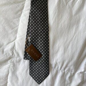 Gucci GG Pattern Silk Tie (Black/Grey) – NWT
